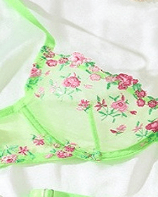 Glow Up, Lace Down Sheer Lace Bra & Thong Lingerie