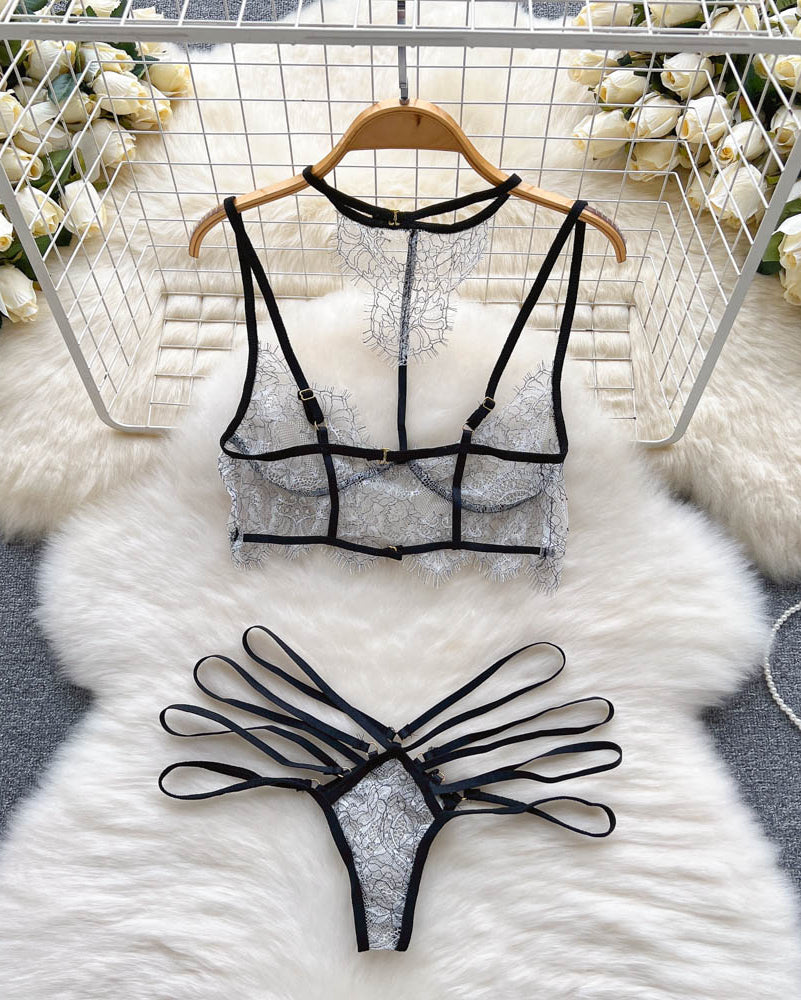 Fleur Noir Strappy Lingerie