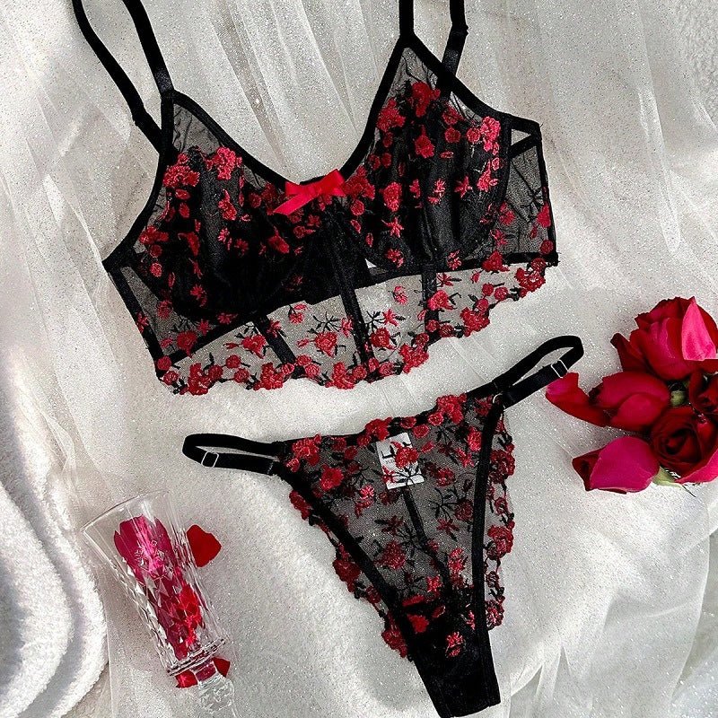 Rosé All Dazed Sheer Embroidered Lingerie