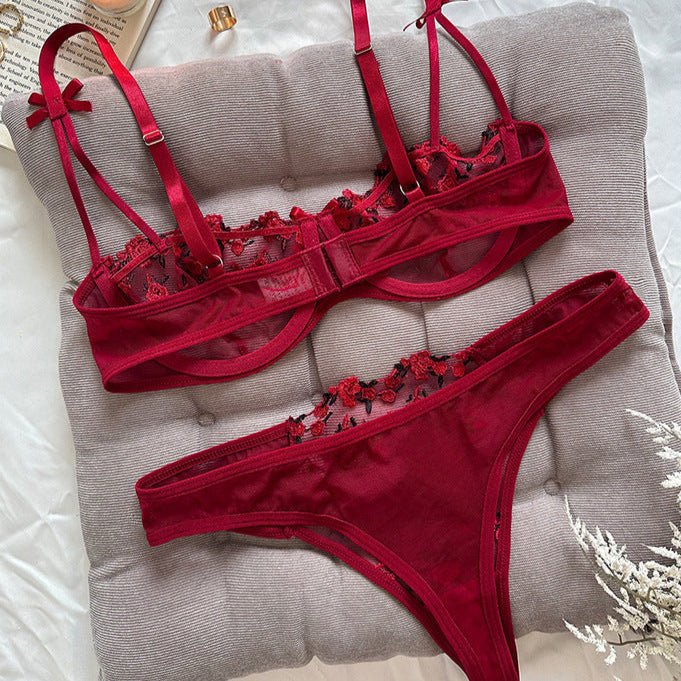 Stop & Stare Sheer Mesh Bra & Thong Lingerie