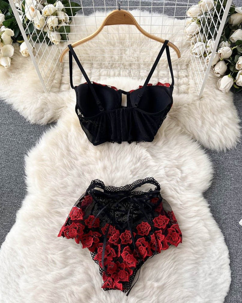 Crimson Bloom Lingerie Set