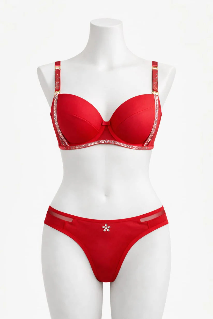 Elegant Double Padded Push-up Lace Bridal Bra